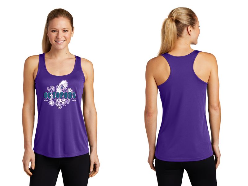 Sport-Tek Ladies Performance Racerback Tank- Purple, Grey, White