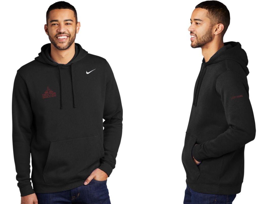 TEAM SWEATSHIRT Nike Club Fleece Sleeve Swoosh Pullover Hoodie - Black (embroidered)