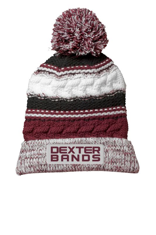 Pom Pom Team Beanie- Maroon/Black/White
