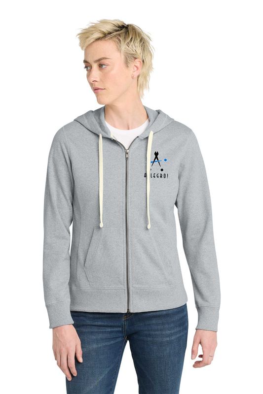 Women's District Re-Fleece Full-Zip Hoodie- Light Grey, Black
