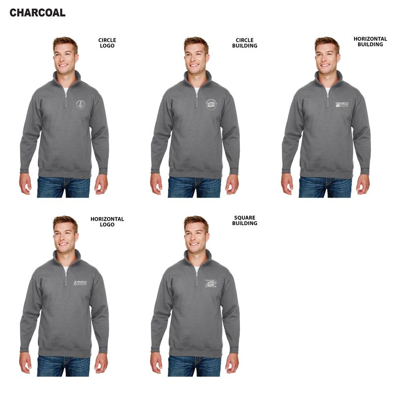 Bayside- USA Made Quarter Zip Pullover Sweatshirt- Black, Charcoal, Charcoal Heather, Dark Ash, Navy