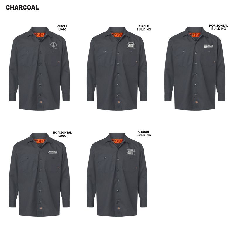 Dickies Industrial Long Sleeve Work Shirt (Tall sizes available)- Black, Dark Charcoal, Dark Navy, Desert Sand, Graphite Gray, Light Blue
