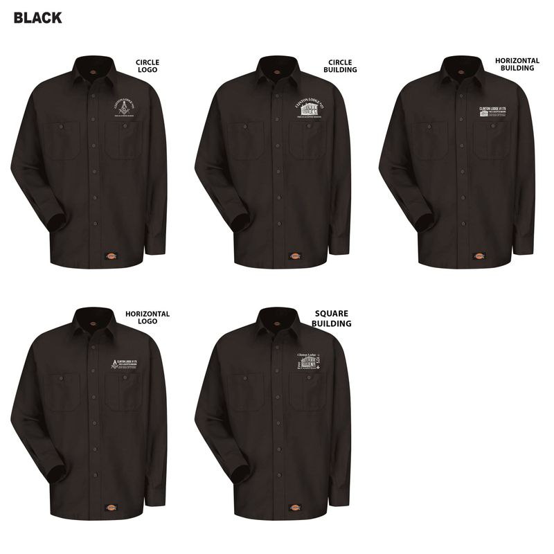 Dickies Long Sleeve Work Shirt (Tall sizes available)- Black, Charcoal, Navy, Khaki, Light Blue