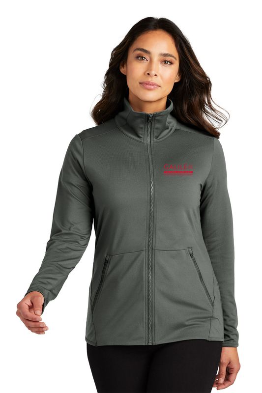 Women's Accord Stretch Fleece Full Zip- Black, Pewter