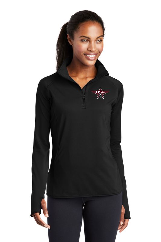 Ladies' Performance Stretch 1/4 Zip- Navy, White, Black