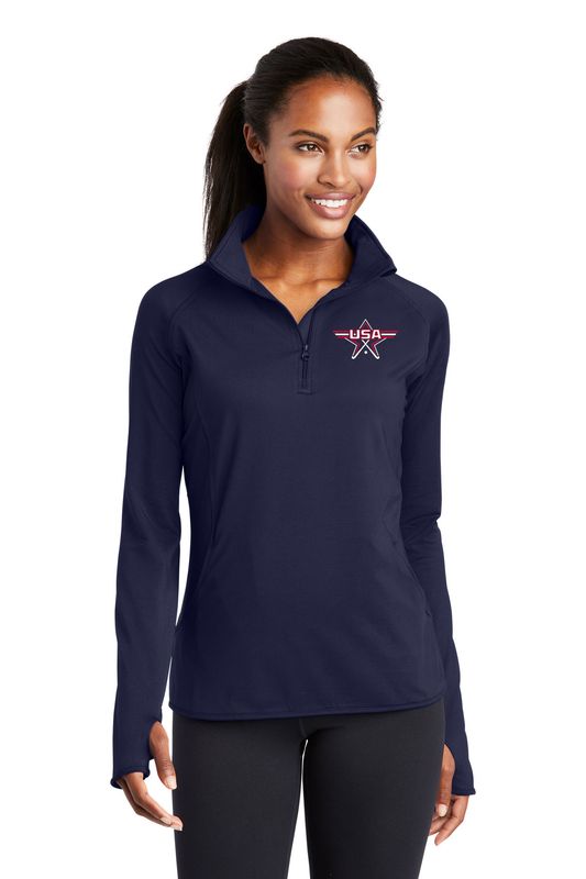 Ladies' Performance Stretch 1/4 Zip- Navy, White, Black