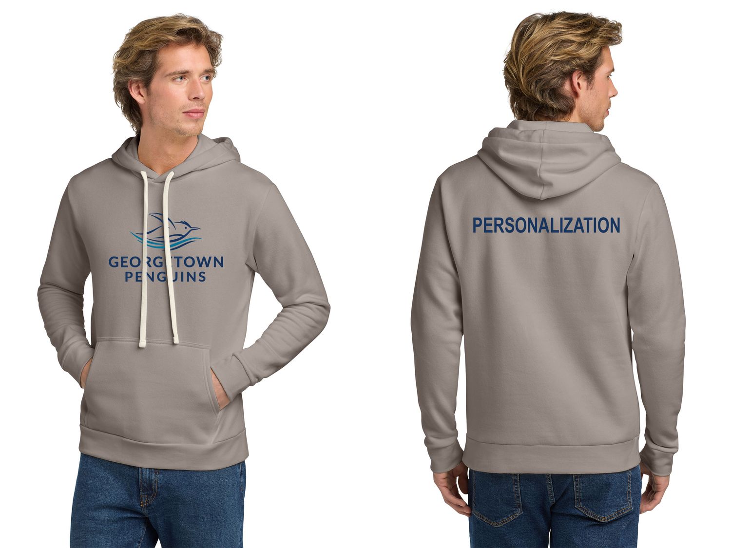 Unisex Santa Cruz Pullover Hoodie-Light Grey/ White/ Navy/ Royal