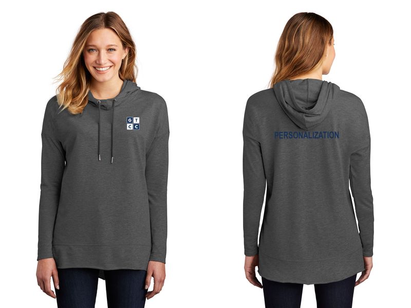 District Women’s Featherweight French Terry Hoodie- Light Heather Grey, Dark Grey, Indigo