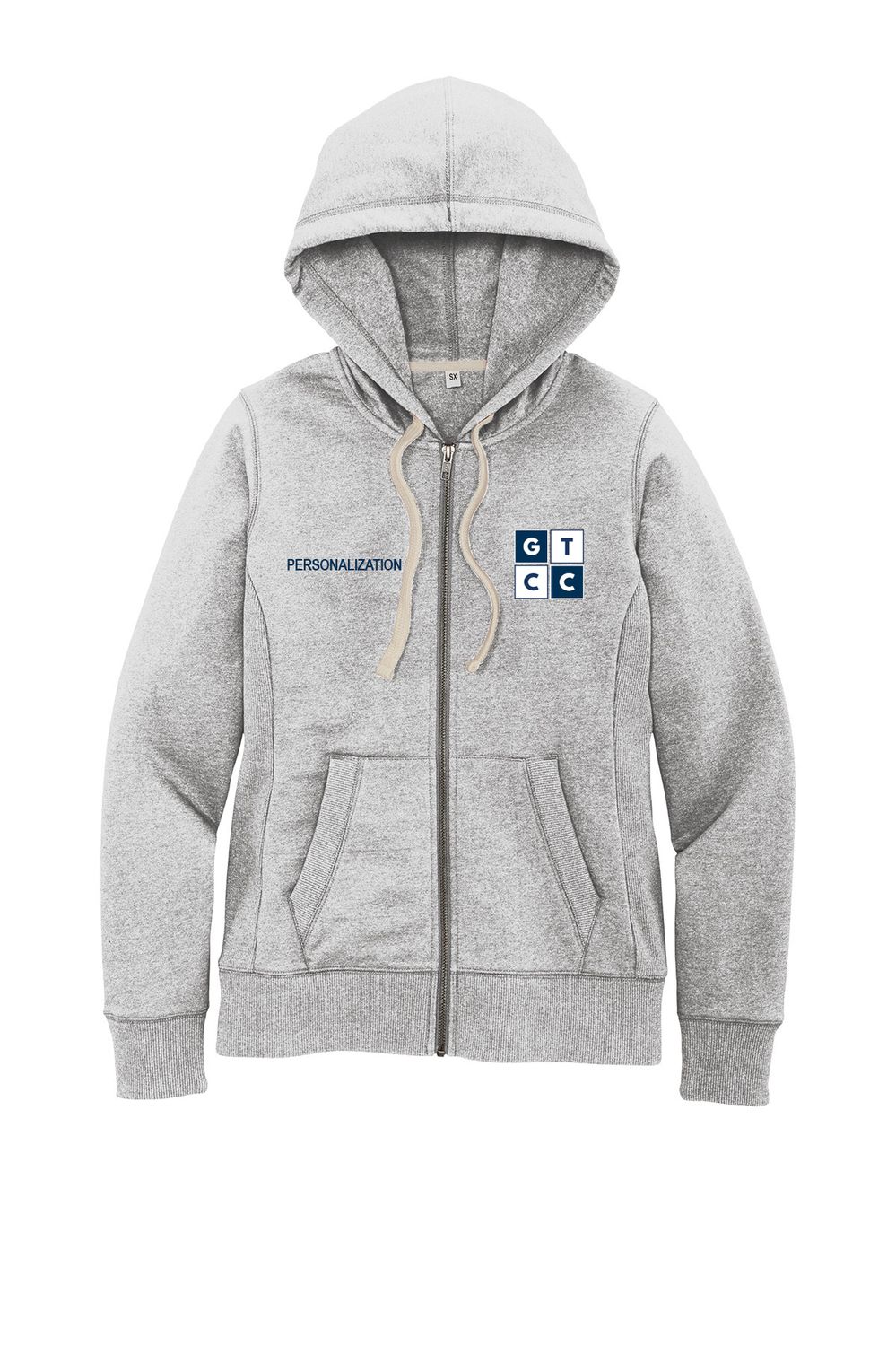 Women's District Re-Fleece Full-Zip Hoodie- Light Grey/ Navy