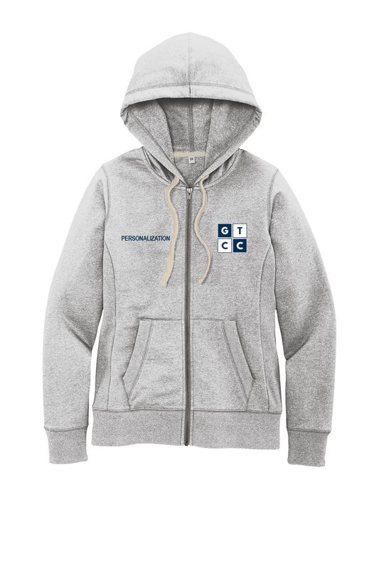 Women's District Re-Fleece Full-Zip Hoodie- Light Grey/ Navy