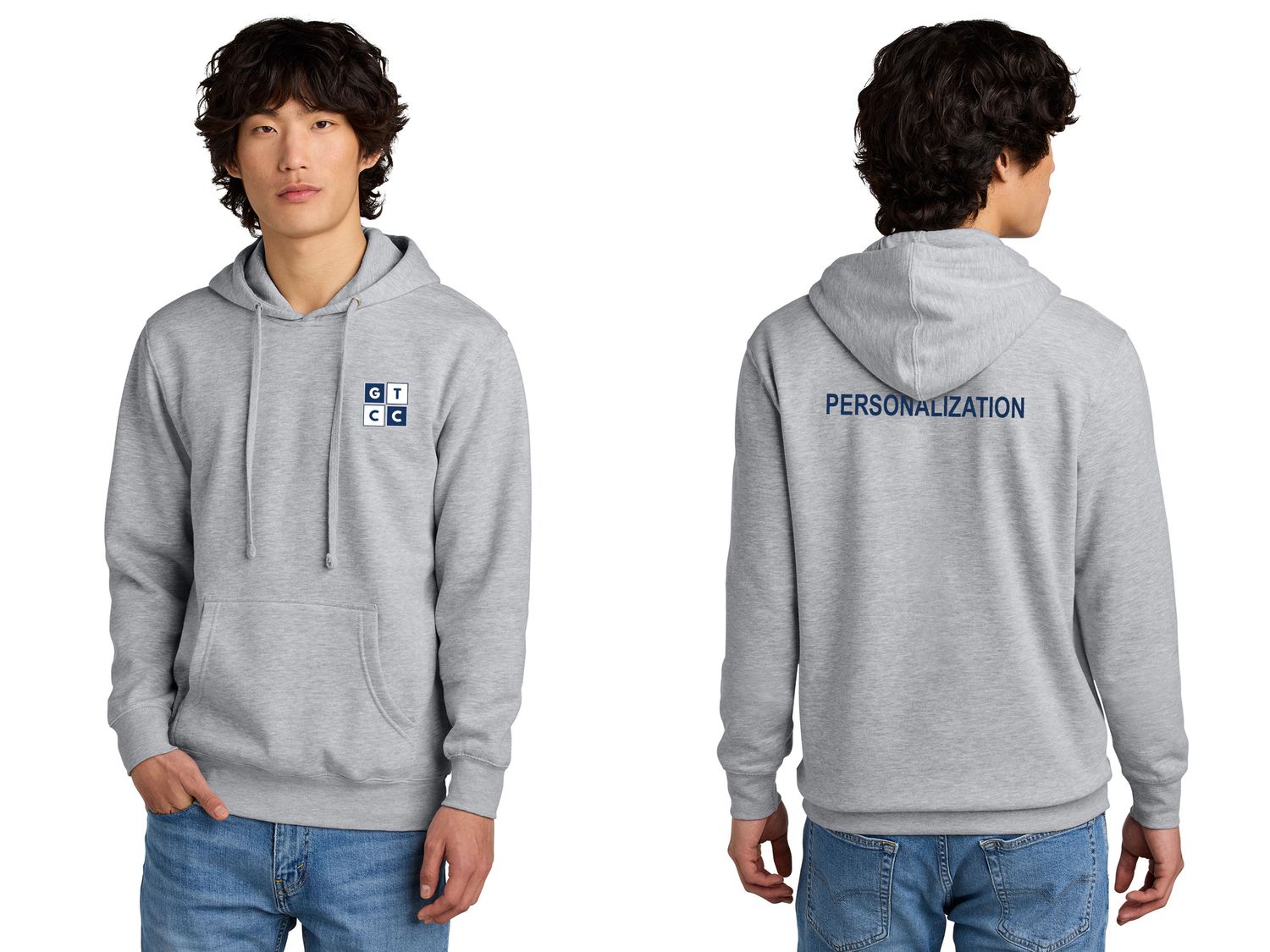 Unisex District Fleece Hoodie-Light Heather Grey, Navy, White, Ice Blue