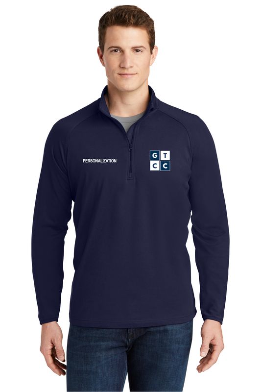 1/4 Zip Stretch Pullover: Navy, White, Royal Heather