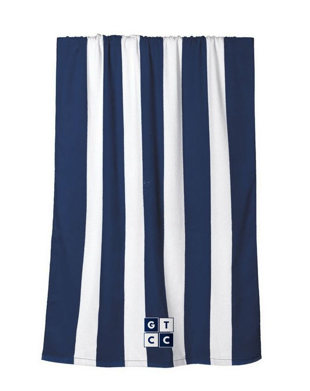 Cabana Stripe Beach Towel - Royal, Navy, Sunflower Yellow