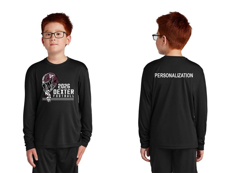 Youth Long Sleeve Performance Tee- Maroon, Black