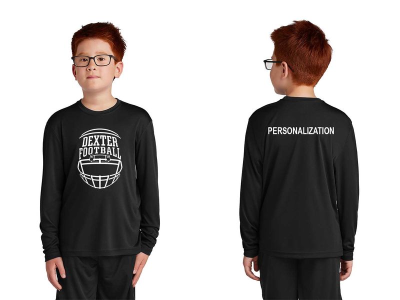 Youth Long Sleeve Performance Tee- Maroon, Black