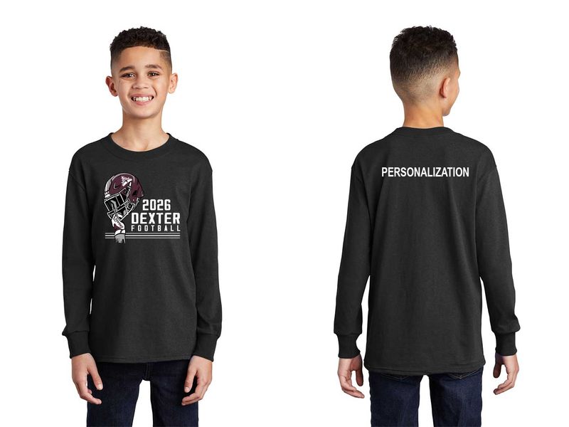 Youth Long Sleeve Cotton T-Shirt- Black, Maroon