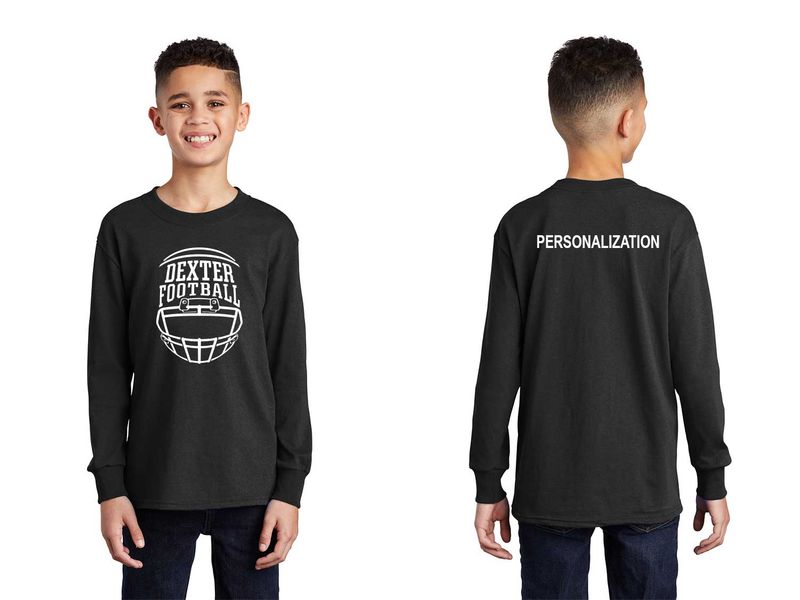 Youth Long Sleeve Cotton T-Shirt- Black, Maroon