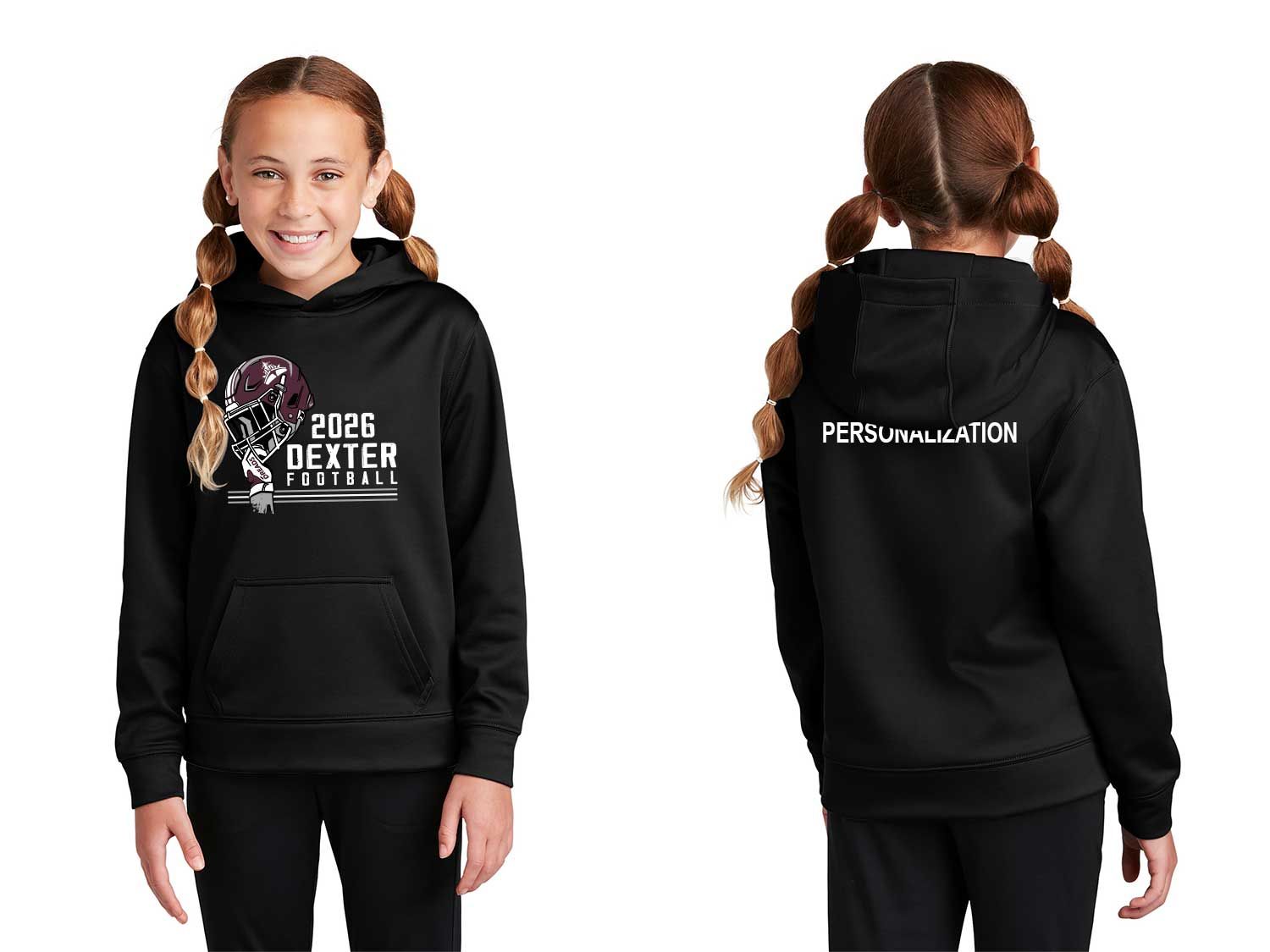 Youth Performance Fleece Hooded Pullover -Black Youth Performance Fleece Hooded Pullover -Black