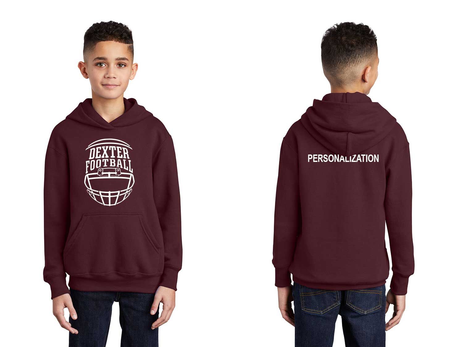 Youth Core Fleece Pullover Hooded Sweatshirt- Black, Maroon Youth Core Fleece Pullover Hooded Sweatshirt- Black, Maroon