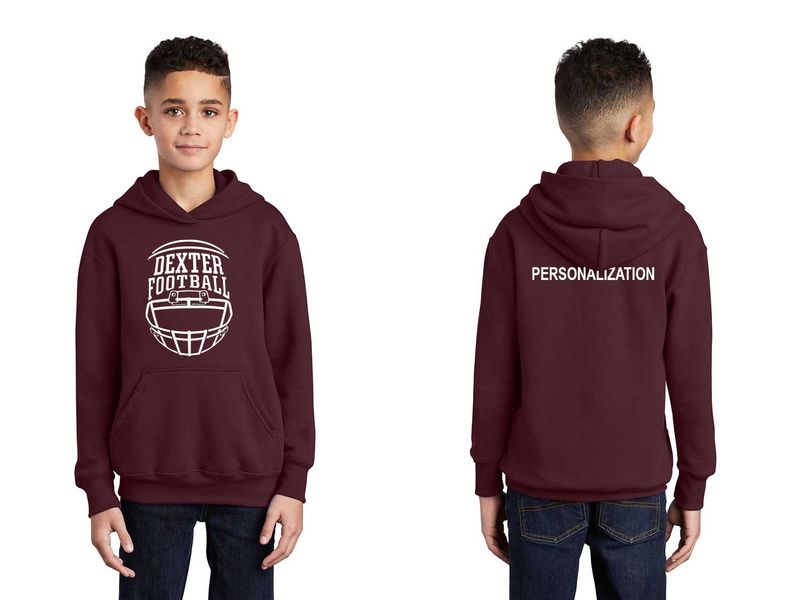 Youth Core Fleece Pullover Hooded Sweatshirt- Black, Maroon
