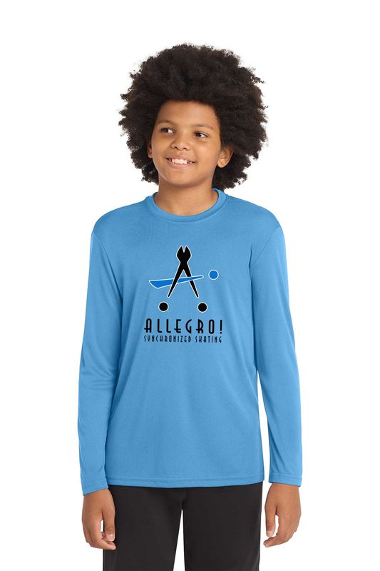 Youth Long Sleeve Performance Tee- Silver, Red, Pink, White, Black, Carolina Blue