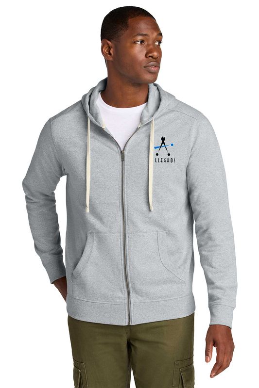 Unisex District Re-Fleece Full-Zip Hoodie- Light Grey, Black