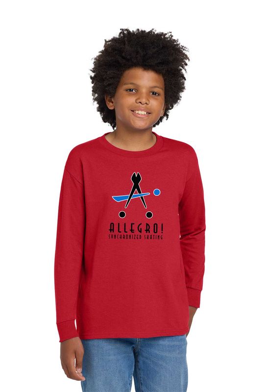 Youth Basic Cotton Long Sleeve T-Shirt- Grey, Black, Red, White