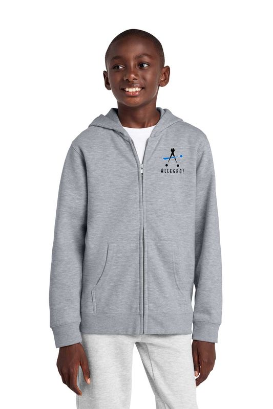 District Youth Fleece Full Zip Hood- Black, Red, Grey