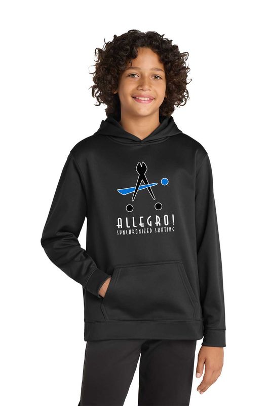 Youth Performance Hooded Sweatshirt-Grey, Black, Red