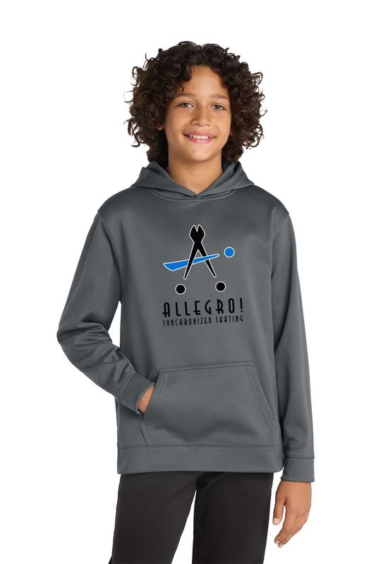 Youth Performance Hooded Sweatshirt-Grey, Black, Red