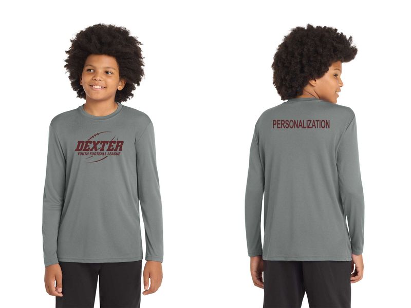 Youth Long Sleeve Performance Tee- Black, Maroon, Grey Concrete, White