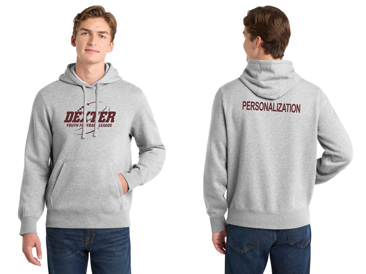 Adult Pullover Hooded Sweatshirt- Maroon, Black, Grey Adult Pullover Hooded Sweatshirt- Maroon, Black, Grey