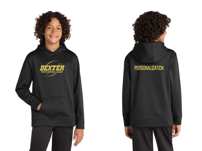 Youth Performance Hooded Sweatshirt- Black, Grey Youth Performance Hooded Sweatshirt- Black, Grey