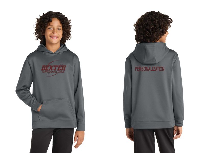 Youth Performance Hooded Sweatshirt- Black, Grey