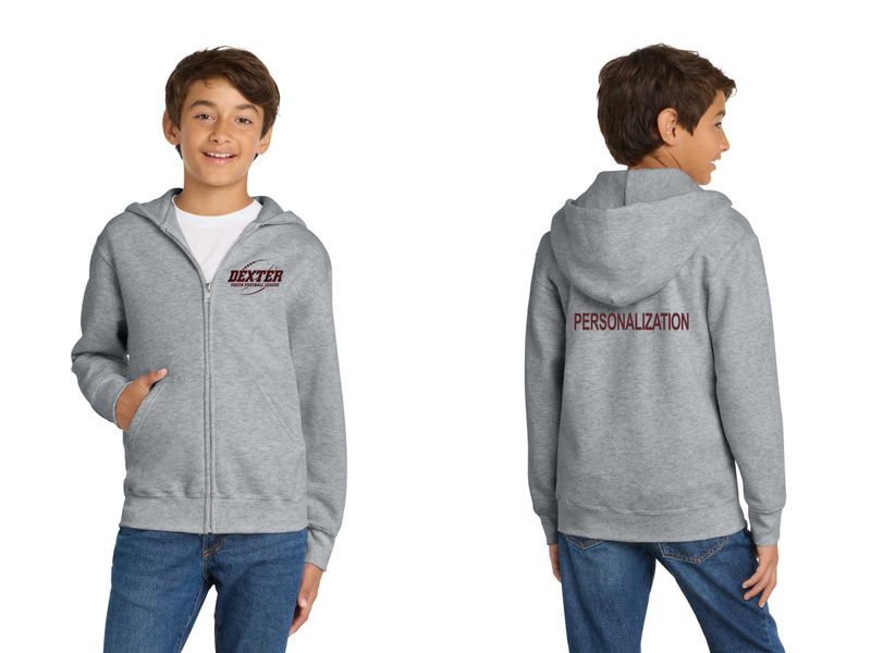 Youth Fleece Full-Zip Hooded Sweatshirt- Black, Maroon, Grey Youth Fleece Full-Zip Hooded Sweatshirt- Black, Maroon, Grey