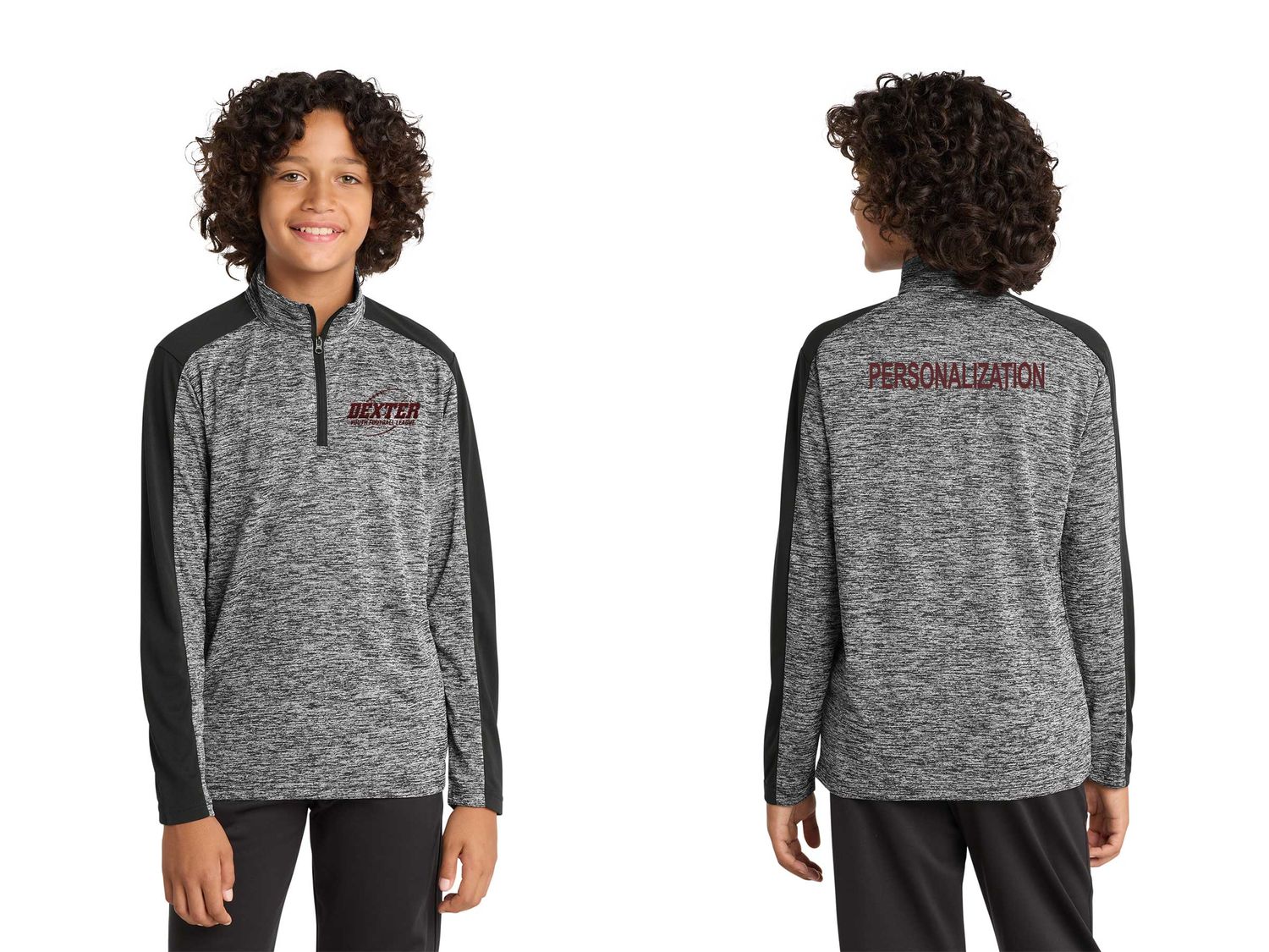Sport-Tek Youth PosiCharge Electric Heather Colorblock 1/4-Zip Pullover- Black, Grey Sport-Tek Youth PosiCharge Electric Heather Colorblock 1/4-Zip Pullover- Black, Grey