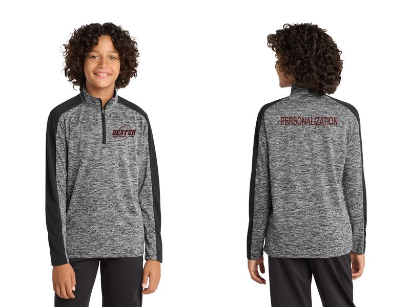 Sport-Tek Youth PosiCharge Electric Heather Colorblock 1/4-Zip Pullover- Black, Grey Sport-Tek Youth PosiCharge Electric Heather Colorblock 1/4-Zip Pullover- Black, Grey