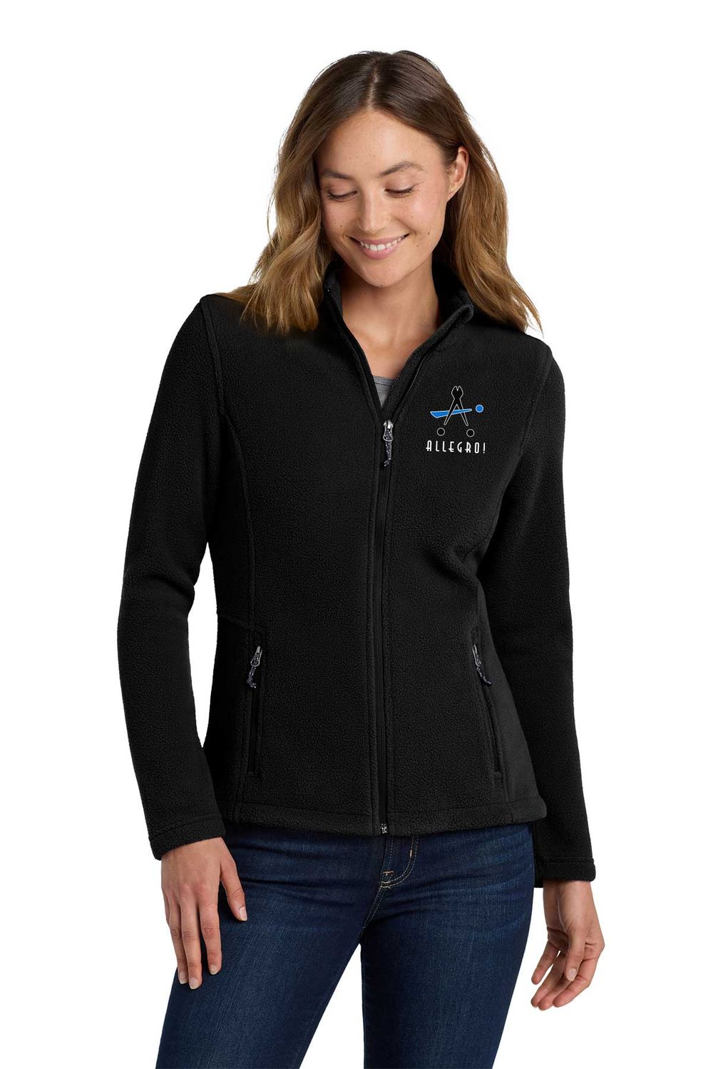Ladies Fleece Jacket-Black, Dark Grey, Red, White