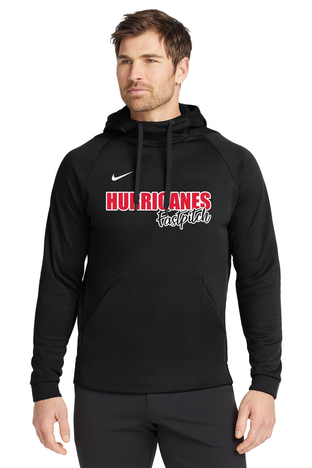 Adult Nike Therma-FIT Pullover Fleece Hoodie- Black, Dark Grey
