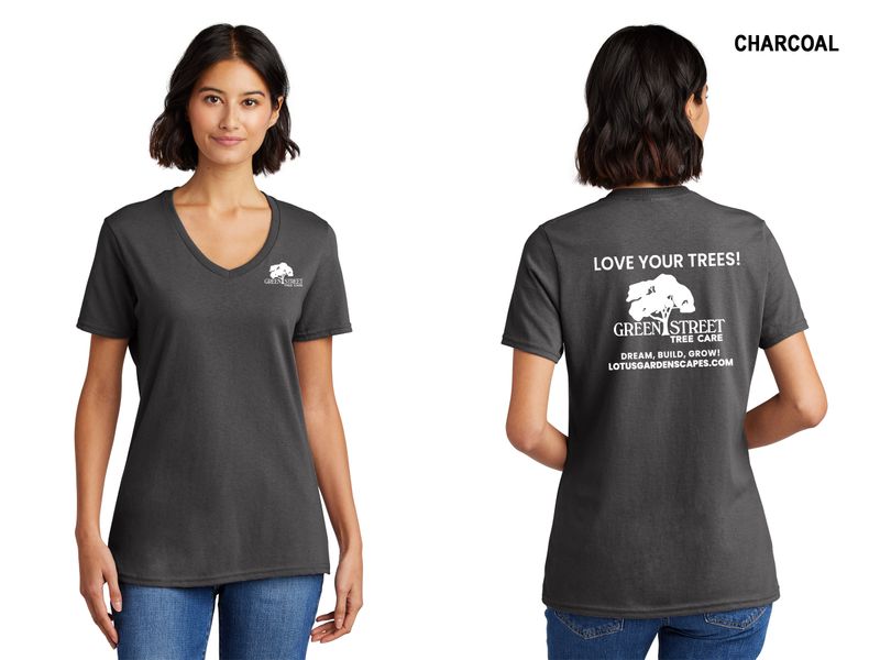 Port & Company Women's Core Cotton V-Neck Tee- Charcoal, Ash, Orange, Dark Heather Grey, Black