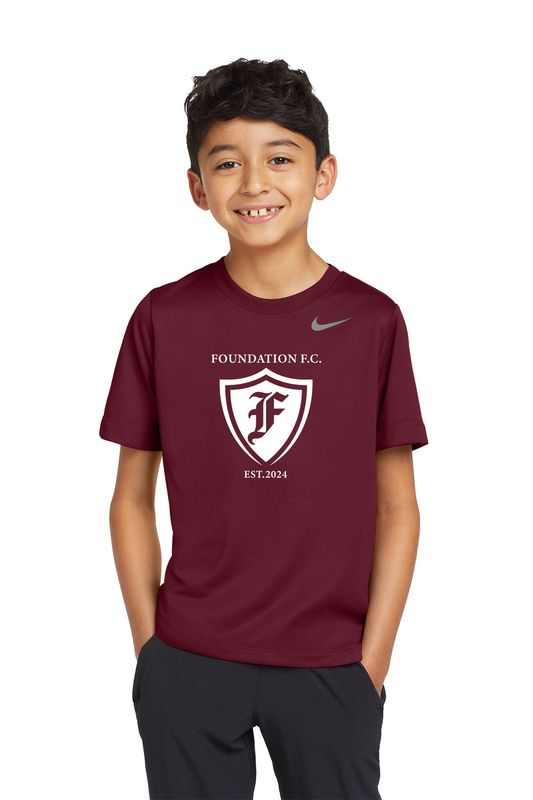 Nike Youth Team Short Sleeve T-Shirt-Maroon, Carbon Heather