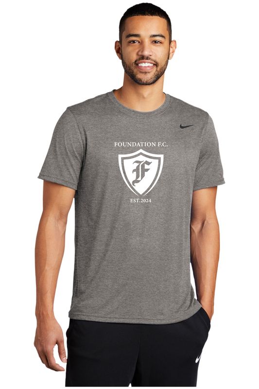 Unisex Nike Performance Short Sleeve Tee- Maroon, Carbon Heather