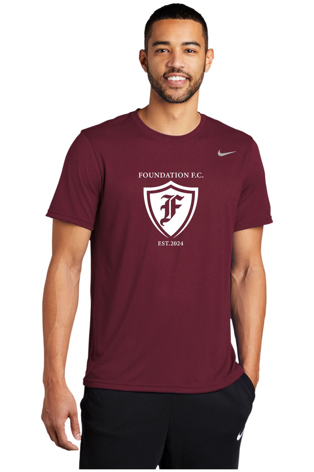 Unisex Nike Performance Short Sleeve Tee- Maroon, Carbon Heather Unisex Nike Performance Short Sleeve Tee- Maroon, Carbon Heather