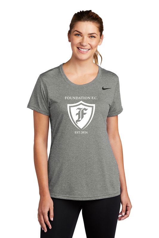 Ladies Nike Legend Tee- Maroon, Carbon Heather