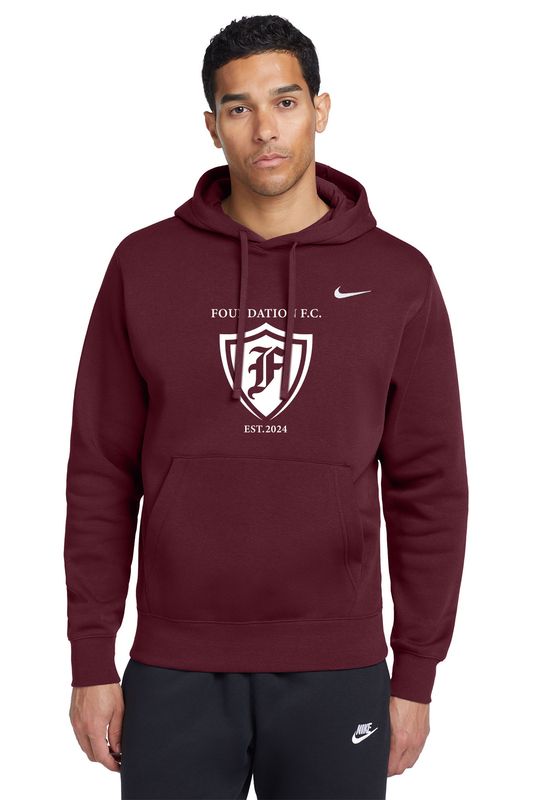 Adult Nike Club Fleece Pullover Hoodie- Maroon, Anthracite Grey