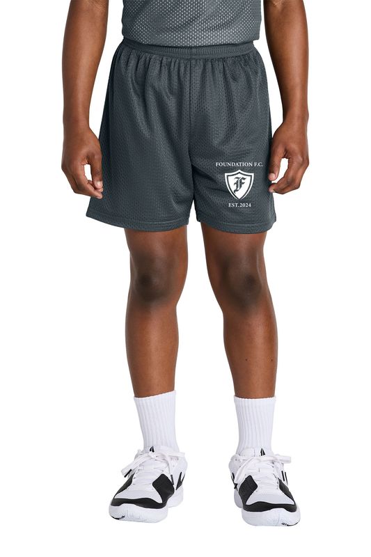 Youth PosiCharge Mesh 5" Short- Iron Grey, Maroon