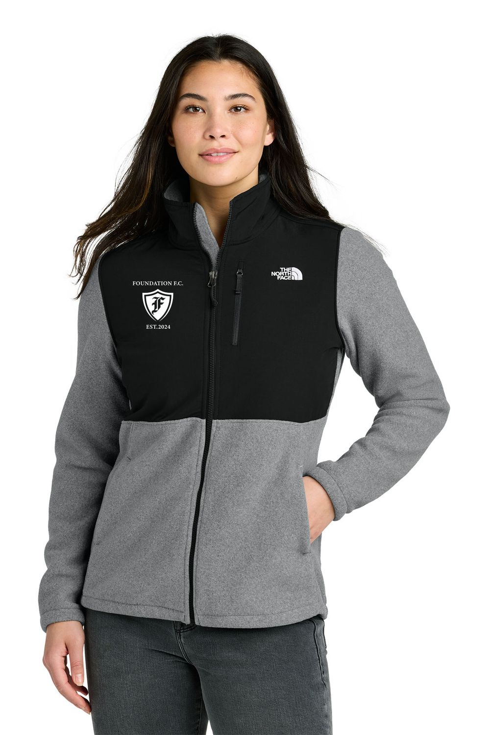 North Face Women's Highest Peak Full Zip Fleece Jacket- Medium Grey Heather/Black North Face Women's Highest Peak Full Zip Fleece Jacket- Medium Grey Heather/Black