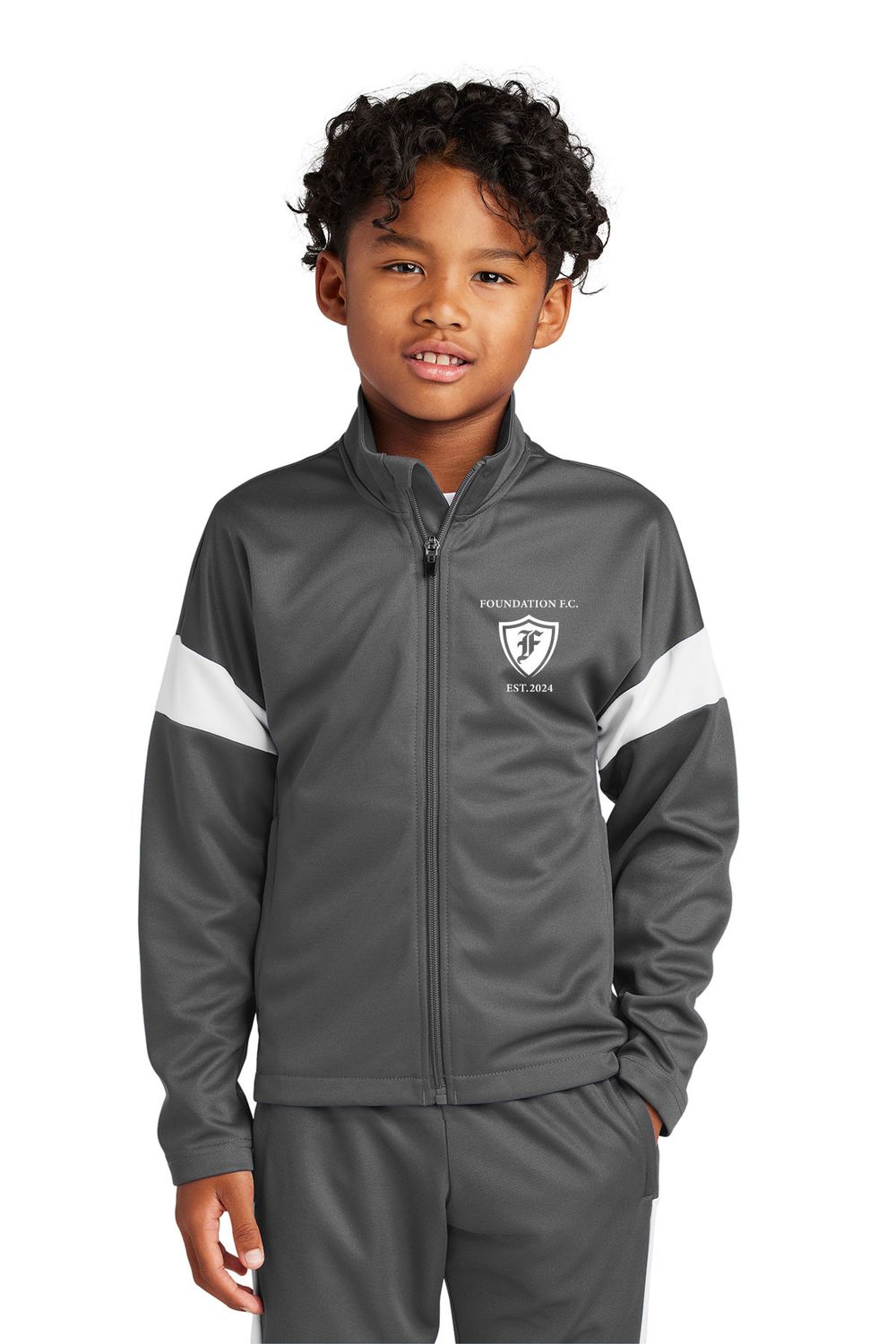 Youth Travel Full Zip Jacket- Iron Grey/ White Youth Travel Full Zip Jacket- Iron Grey/ White
