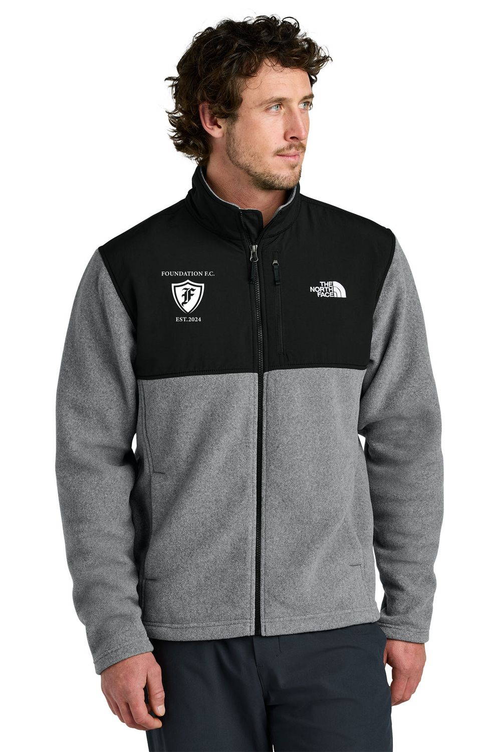 North Face Highest Peak Full Zip Fleece Jacket- Medium Grey Heather/Black North Face Highest Peak Full Zip Fleece Jacket- Medium Grey Heather/Black