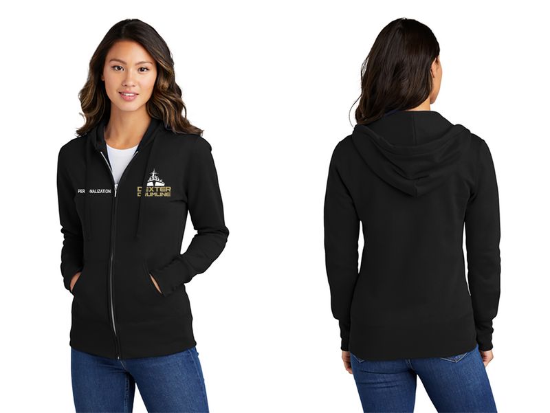 Ladies Core Fleece Full-Zip Hooded Sweatshirt - Black